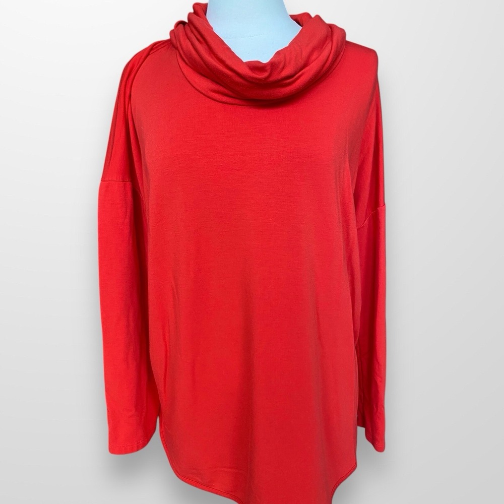 Lou & Grey Size XXL Cowl Neck Shirt Top Red Long Sleeve Soft Casual
